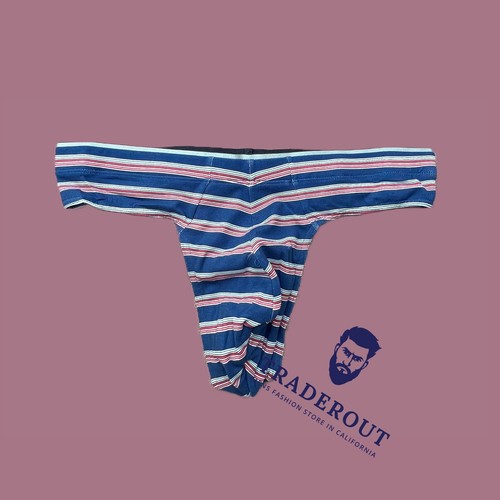 Jockey mens Blue Stripe cotton stretch thong underwear size M - Picture 2 of 3