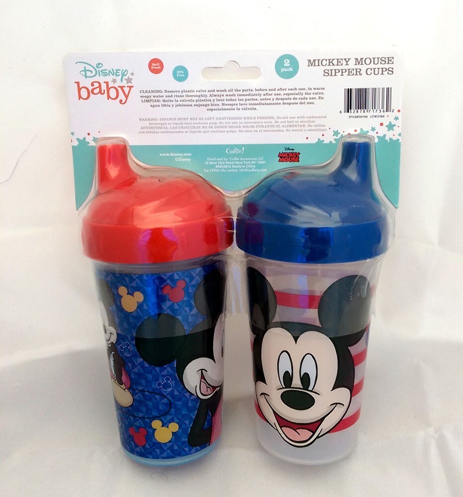 2 PACK Disney Baby Mickey Mouse Toddler Spill Proof Sippy Cups
