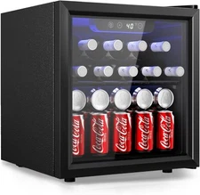Beverage Cooler Mini Fridge Glass Door LED Light for Drinks Beer Wine Home Bar