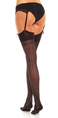 Strapsstrümpfe 20 DEN Ziernaht Plus Size Glamory Delight schwarz teint rot