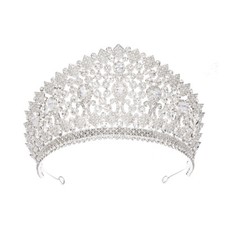 9cm Tall Large Full Crystal Leaf Wedding Bridal Party Pageant Prom Tiara Crown