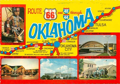 c1960s Multiple Views on Route 66 through Oklahoma Continental Postcard
