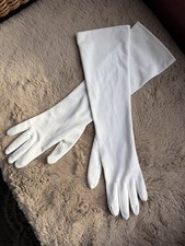 Vtg mid Century long white nylon blend simple yet elegant formal gloves XS/S