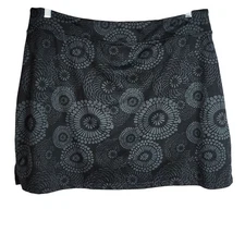 Tranquility By Colorado Clothing Black Mums Floral Skort Skirt 2X PullOn Stretch