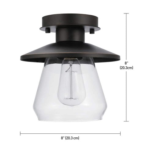 Northmoore 1-Light Oil Rubbed Bronze and Glass Semi-Flush Mount - Picture 3 of 8