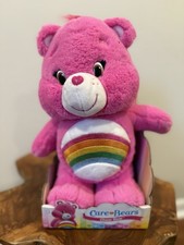 Just Play Care Bear CHEER Bear 14" Hot Pink Rainbow Plush 2016