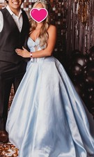 Ellie Wilde by Mon Cheri EW36025 Ice Blue Satin Princess Ball Gown Size 8