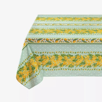 French Provencal Tablecloth Mimosa Green/Yellow 59X98 Made in France