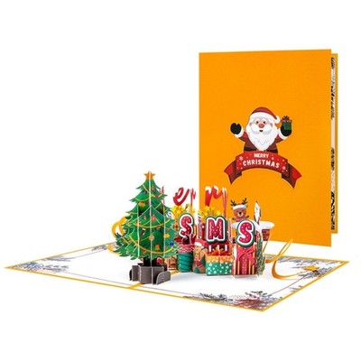 Celebratory 3D Christmas Tree Greeting Card Easy Fold and Write Paper Card Charm