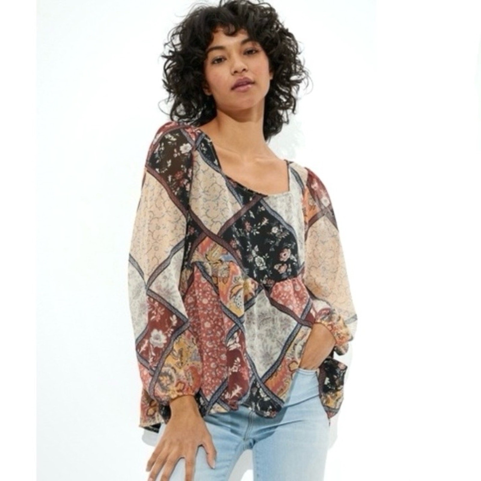 American Eagle multicolor patchwork tie back baby… - image 2