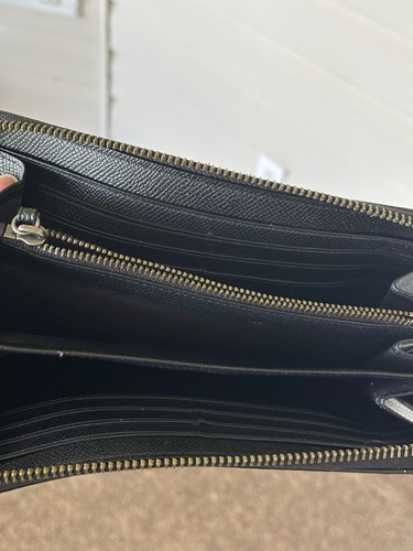 Coach C4124 Medium ID Zip Around Wallet Black Pebble Leather 8” - Picture 6 of 7