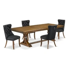 East West Furniture Northcliffe 5-Piece Dining Table Set in Walnut Finish