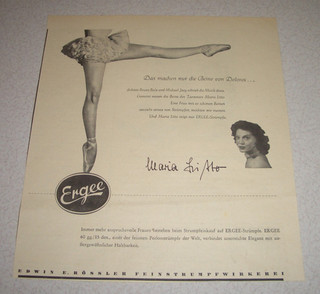 Jahr 1953 orig. Reklame Werbung Ergee Strümpfe Nylons Strapse Maria Litto