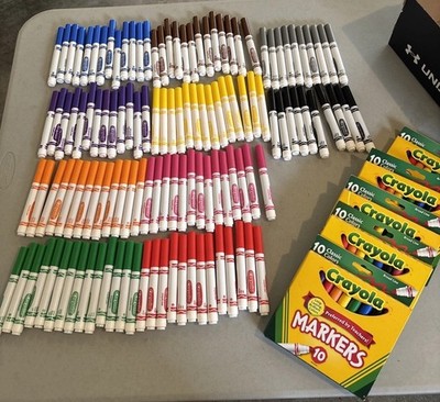 Lot of Crayola Markers Classic Colors Broad Line Tip-5 Boxes plus 10+ Open Boxes