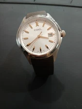 Ebel Wave Stainless Steel Silver Dial Leather Brown Band Men's Watch 1216330