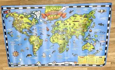 POPAR Interactive World Map Wonders And Landmarks Wall Chart 54  x 32 