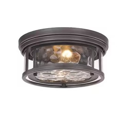 Clarion 2-Light Flush Mount Fixture, 120W, Bronze Finish, Elegant Design