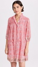 Marea Georgia Floral Print Dress Medium Pink Mini Tassels