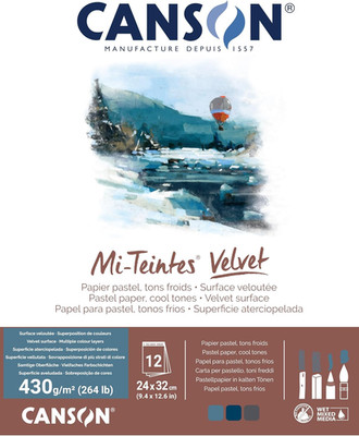 Canson Mi-Teintes Velvet Pastel Paper Pad, Cool Tones, 9.4X12.6 In