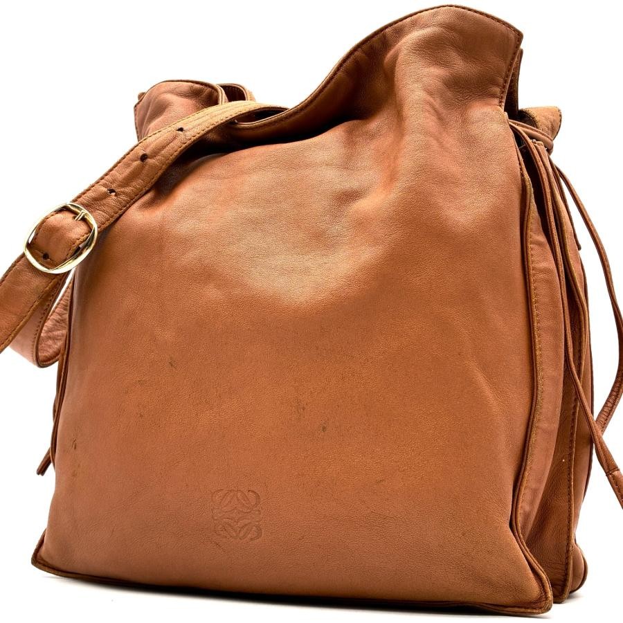 Loewe Flamenco Nappa Cuero Bolso de Hombro Cordón Flecos Vintage Auténtico