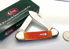 Case XX USA OLD VERSION Yr 2008 CANOE TANGERINE Bone Handle 3.6" Knife CA7994