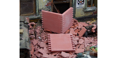JUWEELA - Set of 6 Red Brick Wall Segments and Brick Bag -...