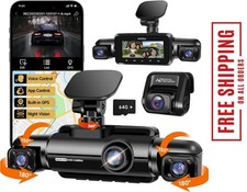 360  Dash Cam Front and Rear Inside, 4 Channel FHD 4  1080P, Wi-Fi GPS Voice Co
