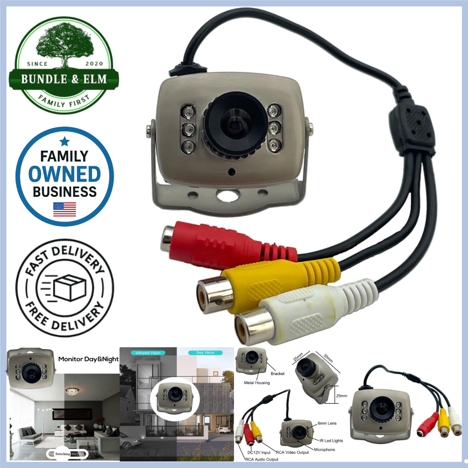 Mini CCTV Camera CCD 1000TVL Waterproof Indoor Outdoor Night