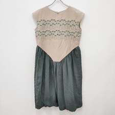 Mina Perhonen Flower Step Dress Cotton Silk Balloon Size 36 Embroidered