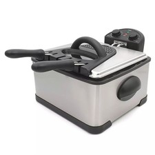 Elite Cuisine 4QT Dual Deep Fryer w/ 3 Baskets, Timer, Temp Control, Stainless