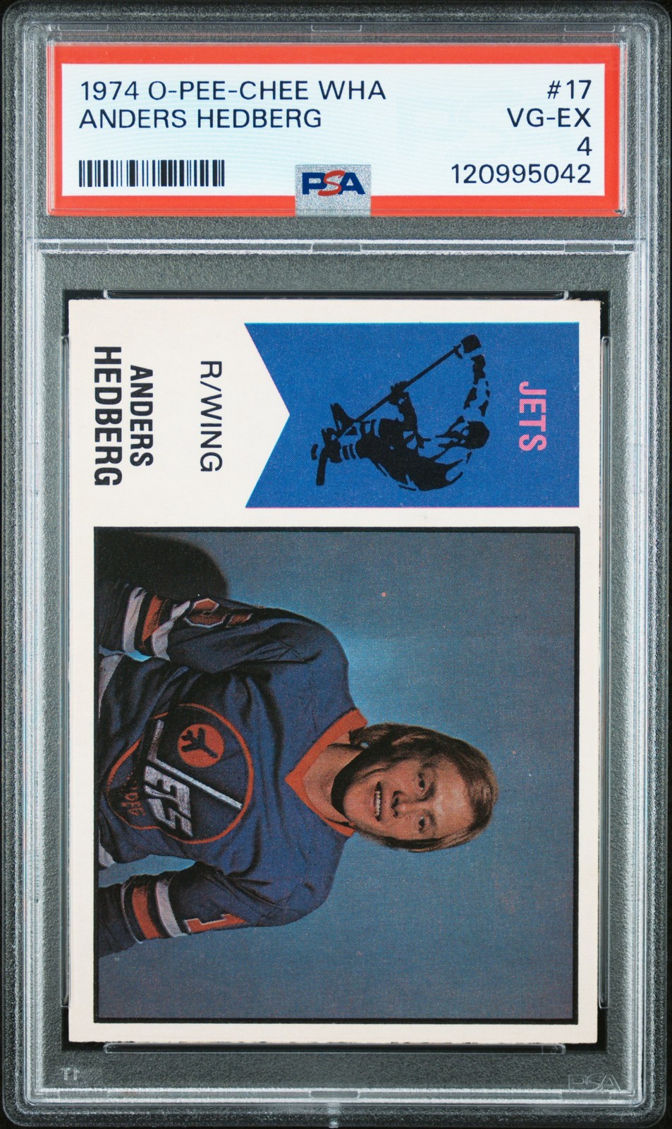 1974 O-PEE-CHEE WHA #17 ANDERS HEDBERG PSA 4