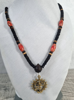 Hindu God Shiva Pendant Siva Nataraja Dance Coconut Beads Necklace Unisex Jewel