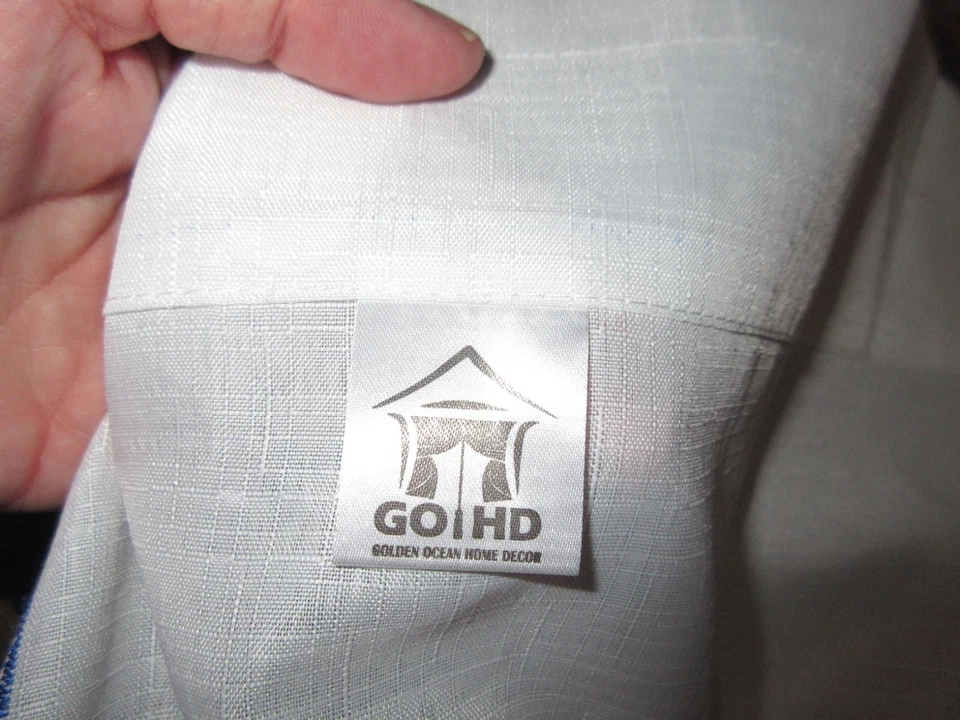 Juego de 3 piezas de botín de cortina de encaje blanco y azul real Golden Ocean Home Decor Foto 4 de 4