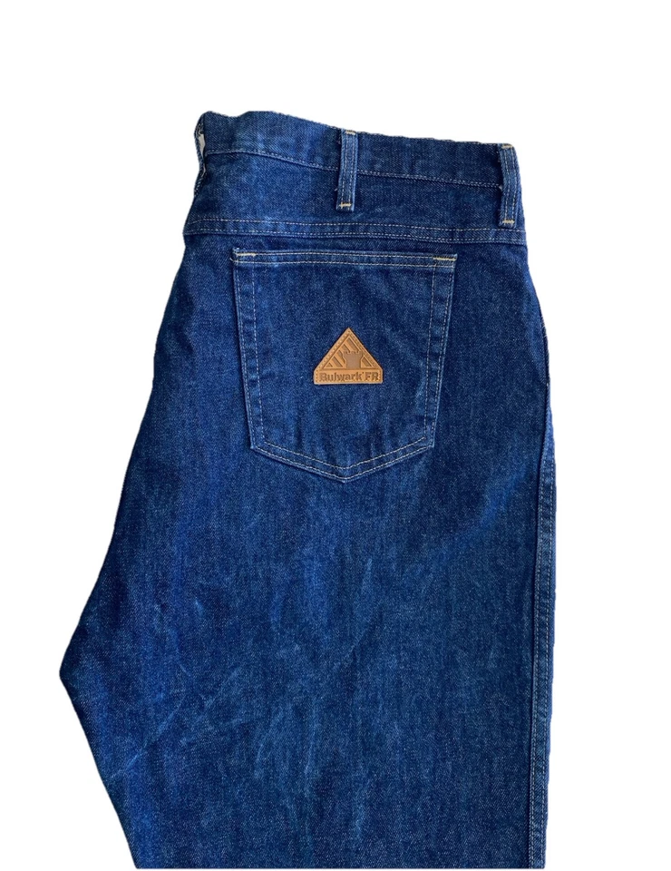 Pantalones de mezclilla para hombre BULWARK FR 42x34 calce recto CAT 2 NFPA 2112 ignífugos Foto 3 de 4