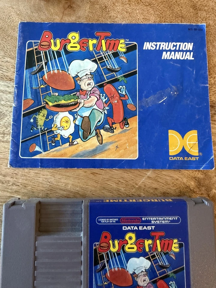 BurgerTime Nintendo NES Cartridge with Manual Data East Made in Japan Arcade - Image 3 of 4
