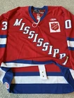 GAME WORN B.J. BOXMA MISSISSIPPI SEA WOLVES Used ECHL Hockey Jersey 58G Red