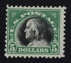 CKStamps: US Stamps Collection Scott#524 $5 Franklin Mint H OG Tiny Thin