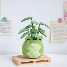 Green Frog Pot Crochet, Handmade Crochet Amigurumi Gift, Amigurumi Crochet
