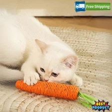 Cat Interactive Toy Carrot Chew Toy Self Teeth Cleaning Bite Resistence Rope Toy