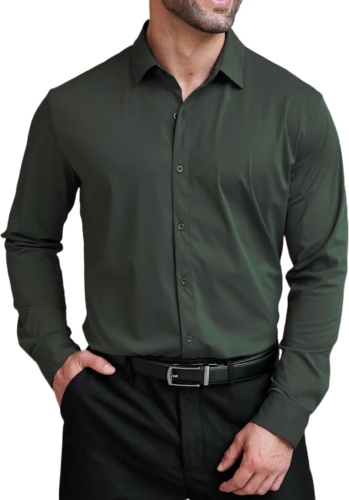 Mens Dress Shirts Long Sleeve 4-Way Stretch Wrinkle Free Shirts Button down Busi