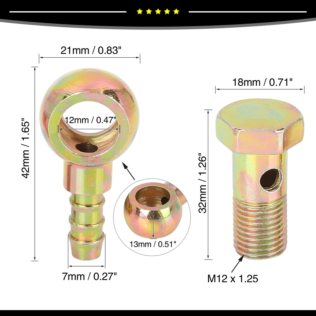 X AUTOHAUX Boulon Banjo Double M10x1.0 Pour Système Freinage - Acier Inoxydable - Lot De 2 Avec Rondelles