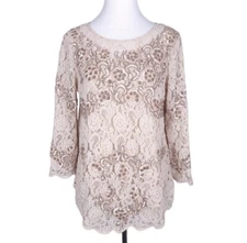 Sundance Top MEDIUM Sequin Beaded Lace Blouse Tank 2 Piece Set
