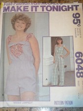 UNCIRCULATED 1978 McCALL'S 6048-LADIES TWO LENGTH ROMPER-JUMPSUIT PATTERN 6FF