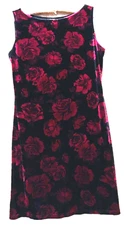 David Wayne Dress Small Fairycore Whimsygoth Stretch Velvet Velveteen Red Roses