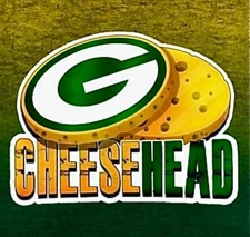 2 Green Bay Packers Cheesehead Waterproof Vinyl Stickers 4.2x4 Car Decals