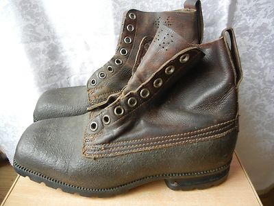 Vintage Military Brown Leather 1944 Dated WW2 Boots Swedish  display picture 3