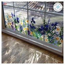 Botanical Springtime Flower Window Cling Decal. Crocuses, Ferns, Daffodils, S...