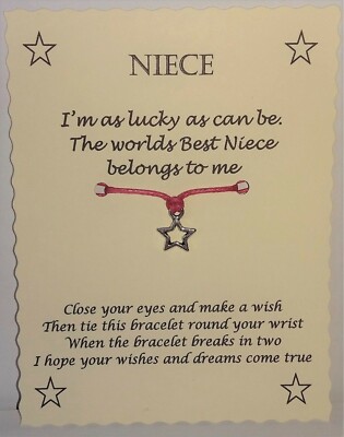 Niece Wish String Bracelet Christmas Eve Box Stocking Filler