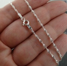 Sterling Silver Singapore Chain Necklace 1.5mm Italy 16"-30"