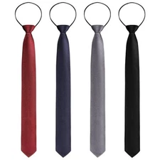 4 Pieces Zipper Ties for Men Adjustable Men's Neckties Zip on Tie for Men Zip...